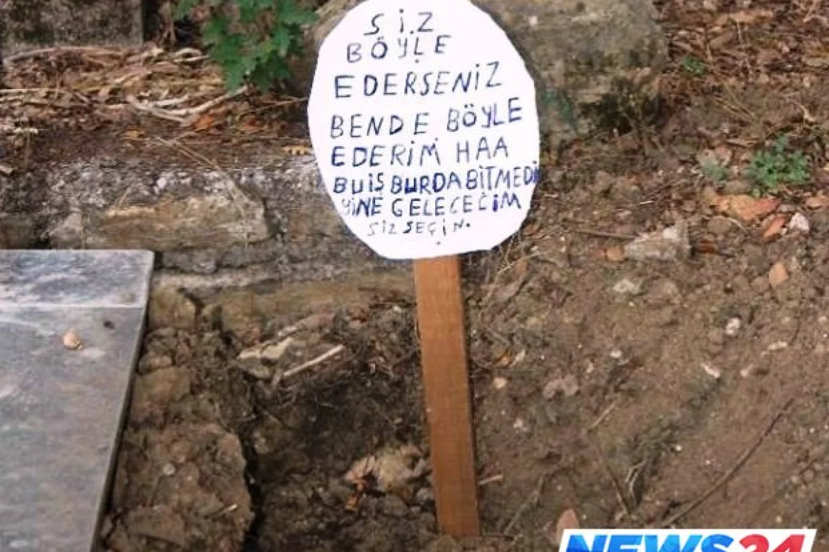 Qəbiristanlıqda şok: Məzarı söküb üzərinə görün nə yazdılar