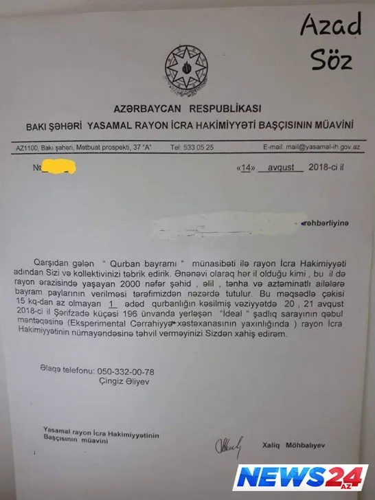 Yasamal Rayon İcra Hakimiyyəti qurbanlıq "dilənir"?- FOTOFAKT