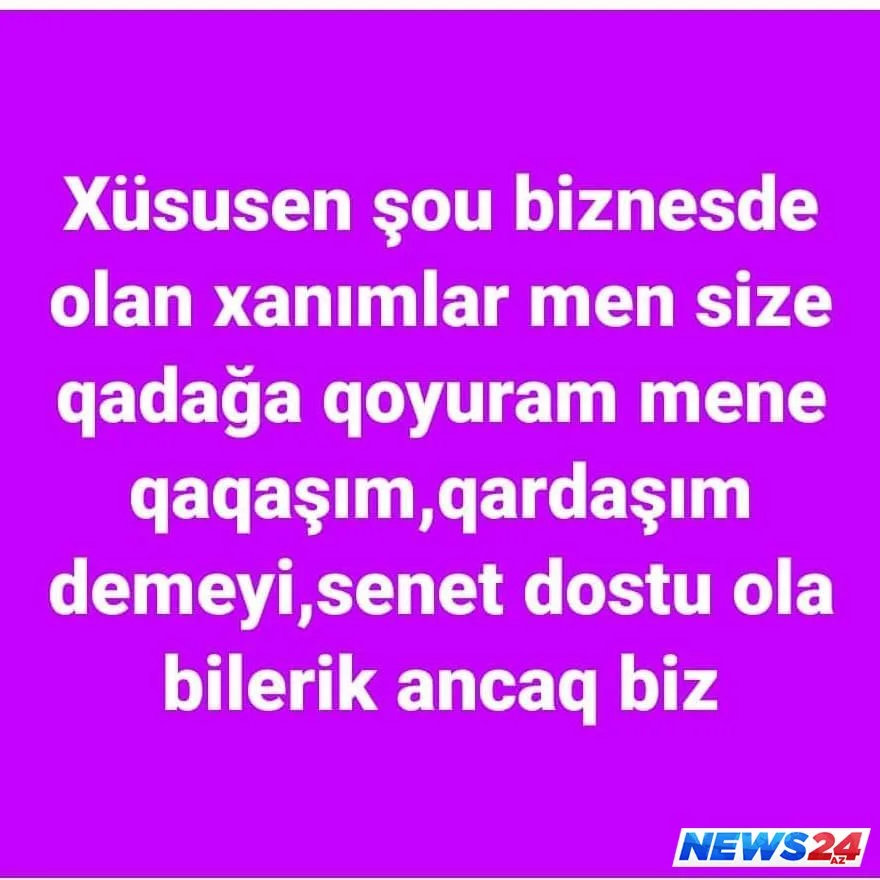 Vüqardan qadın həmkarlarına qadağa: "Kim sizi bacı kimi qəbul edirsə..." - FOTO