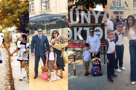 Tanınmışlar övladları ilə məktəbdə - FOTOLAR