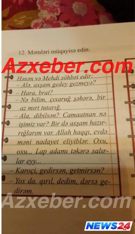 Azərbaycan dili kitabında biabırçılıq