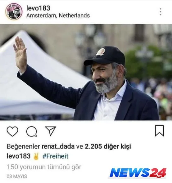 Paşinyana “like” qoyan Azərbaycan futbolçusu üzr istədi (FOTO)