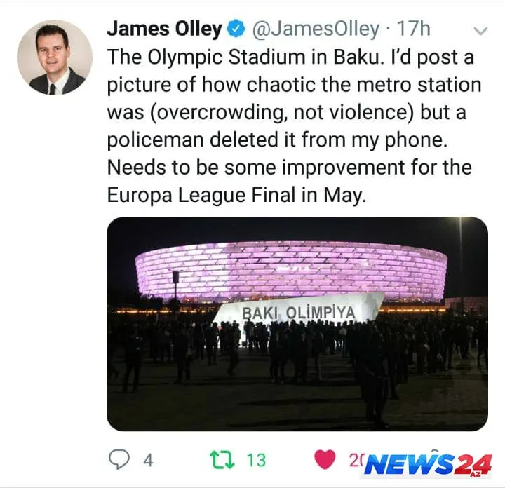 “Polis telefonu əlimdən alıb, şəkli sildi” - İngilis jurnalist