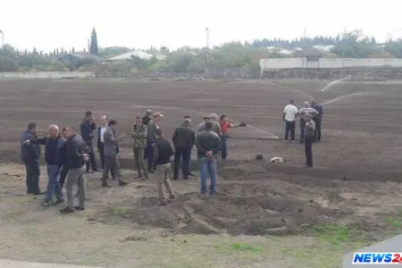 Ermənilər Tərtərdəki futbol stadionunu Avropa çempionatına hazırlayır - FOTOLAR