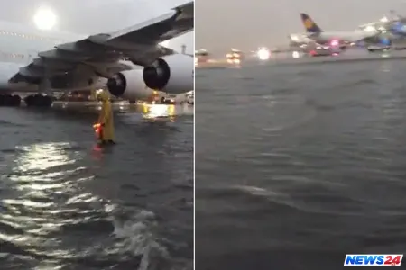 Küveytin hava limanı suyun altında qalıb - VİDEO