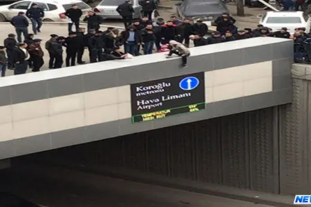 Bakıda qadın özünü tunelin üzərindən atmaq istədi - VİDEO