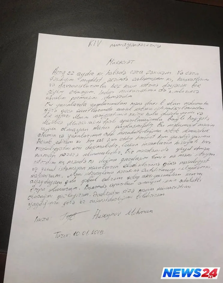 Bloqqer Mehman Hüseynov KİV nümayəndələrinə müraciət edib - FOTO