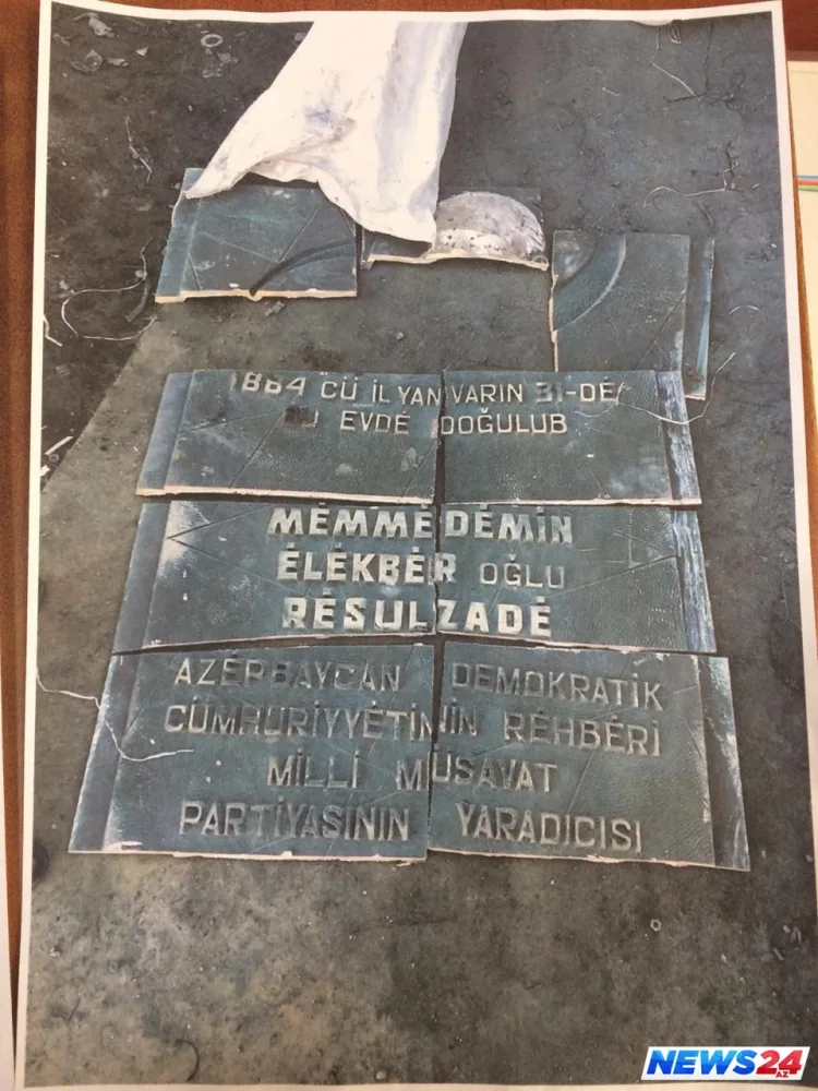 Rəsulzadənin barelyefini oğurlayan şəxs tutuldu - FOTO