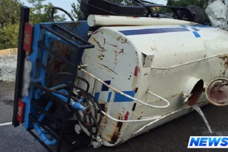 Bakıda BÖYÜK FƏLAKƏT baş verə bilərdi - 22 ton maye qaz daşıyan avtosistern aşıb