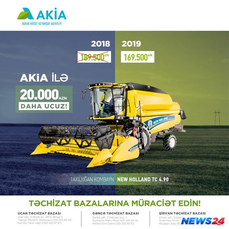Kənd təsərrüfatı texnikası ucuzlaşır – FOTO