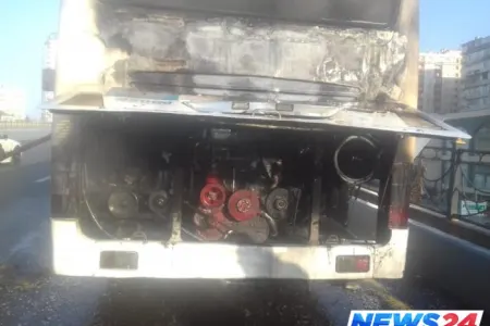 Bakıda sərnişin avtobusunda yanğın olub