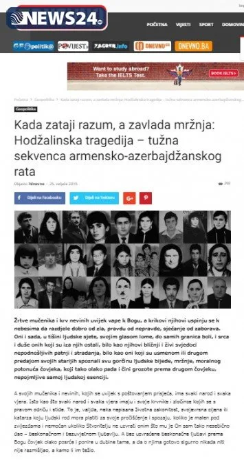 Xorvatiya mətbuatı Xocalı soyqırımı barədə yazdı - FOTO