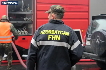 Bakıda maşın yandı