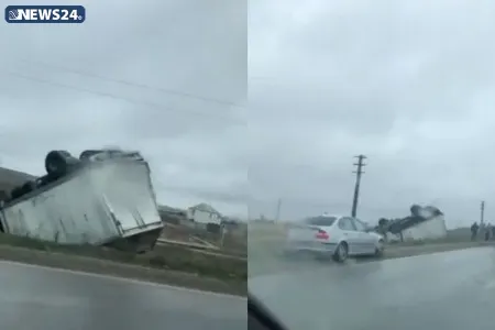 Bakıda yük maşını belə aşdı – FOTO