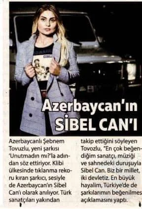 Türkiyə mətbuatı Şəbnəm Tovuzludan yazdı - FOTO