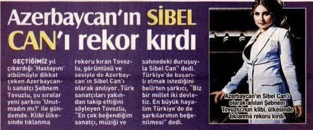 Türkiyə mətbuatı Şəbnəm Tovuzludan yazdı - FOTO