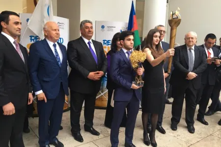 Avropa Gənclər Olimpiya oyunlarına 100 gün qalmış məşəl Romadan - Azərbaycana ötürülüb - FOTO - VİDEO
