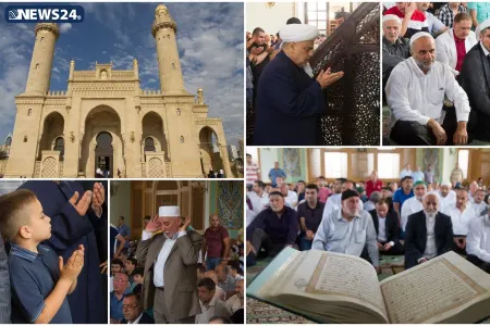 Təzə pir məscidində bayram namazı qılınıb - FOTO VİDEOREPORTAJ - YENİLƏNİB