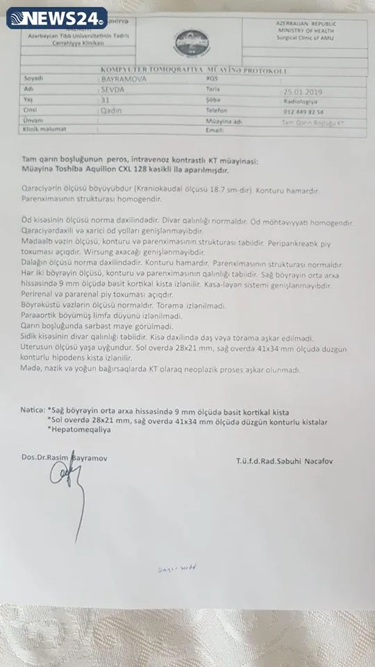"Mənə düzgün diaqnoz qoyulsaydı, metastaz verməyəcəkdi"- - Tədris Cərrahiyyə Klinikasında QALMAQAL