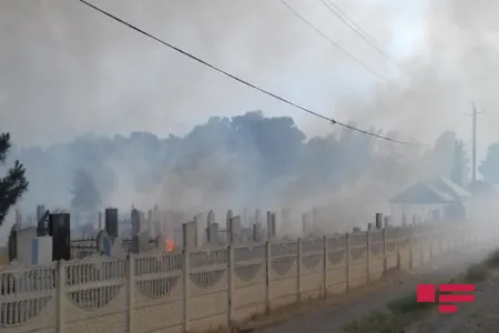 Yevlaxda qəbiristanlıqda yanğın baş verdi