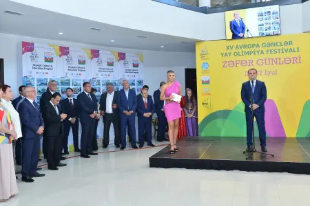 XV Avropa Gənclər Olimpiya Festivalında uğur qazanan idmançılarla görüş - keçirilib