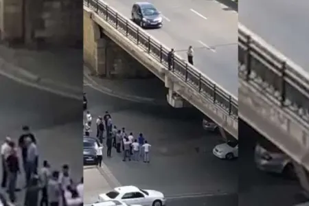 “Papanin körpüsü”nə çıxıb özünü atmaq istədi - VİDEO