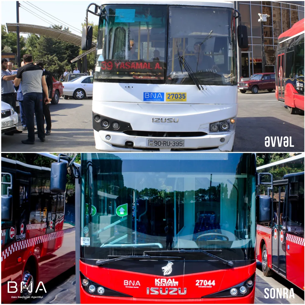 Bakıya 18 metrlik avtobuslar gətirildi, - KÖHNƏLƏRƏ YENİ MEXANİZMLƏR QURAŞDIRILDI - FOTO