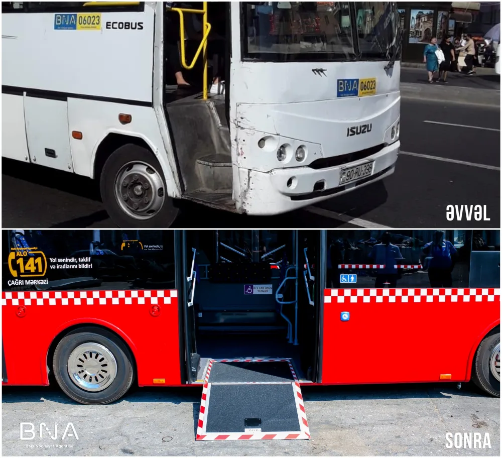 Bakıya 18 metrlik avtobuslar gətirildi, - KÖHNƏLƏRƏ YENİ MEXANİZMLƏR QURAŞDIRILDI - FOTO