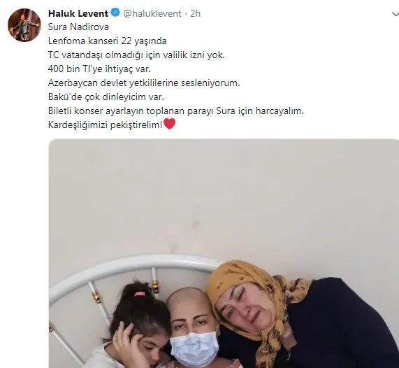 Haluk Levent azərbaycanlı qızın dərdinə dərman oldu