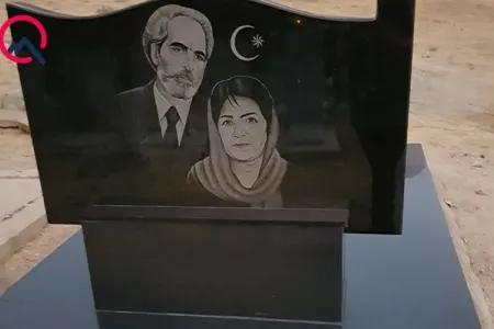 Elçibəyin xanımının məzarı - birgə rəsmi həkk olunub -Foto