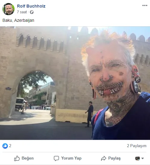 Dünyanın ən çox pirsinq daşıyan adamı Bakıda: - "Şeytana inanmıram" -FOTOLAR