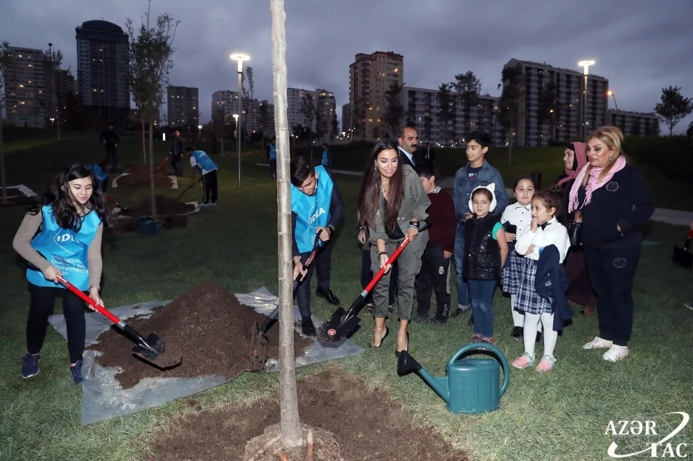 Leyla Əliyeva ağacəkmə aksiyasında iştirak edib - FOTO