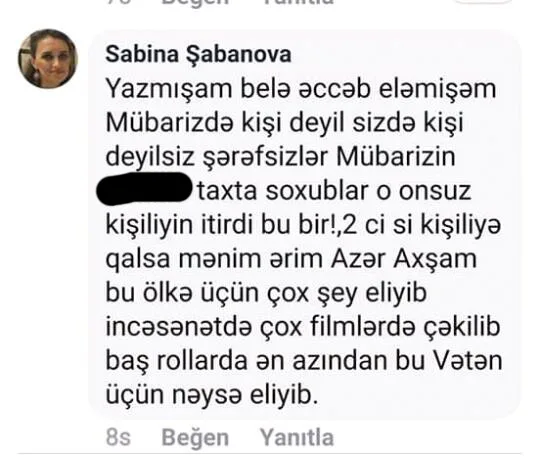 Azər Axşamın həyat yoldaşı Mübariz İbrahimovu təhqir etdi