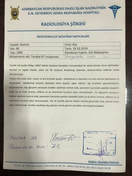 DİN Hospitalının rəisi - Əli Kərimlinin böhtanlarına cavab verdi