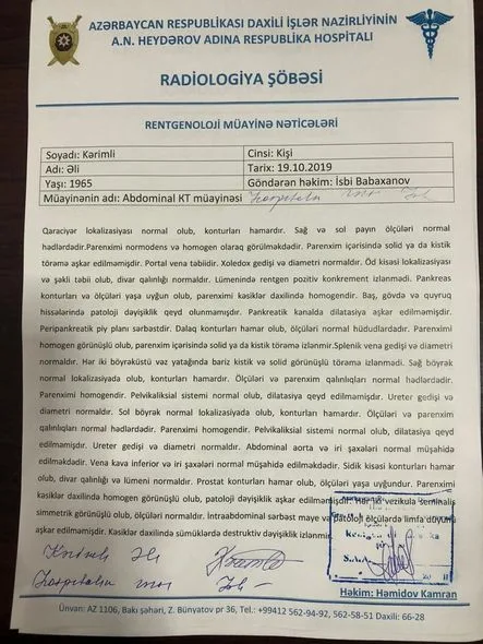 DİN Hospitalının rəisi - Əli Kərimlinin böhtanlarına cavab verdi