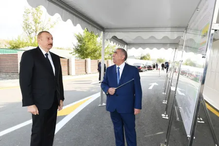 Prezident Ağdaşda yeni avtomobil yolunun açılışında - İŞTİRAK ETDİ