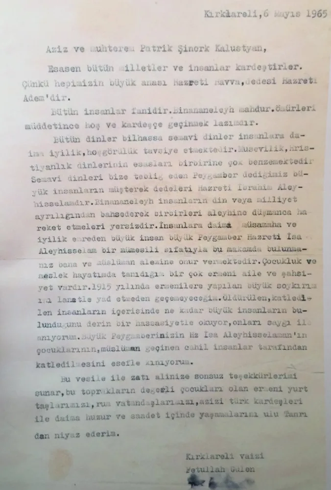 Fətullah Gülənin erməni keşişə yazdığı məktubu - ÜZƏ ÇIXDI