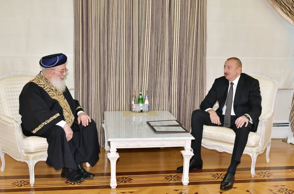 İlham Əliyev Qüds Sefardi ortodoks baş ravvinini - QƏBUL ETDİ