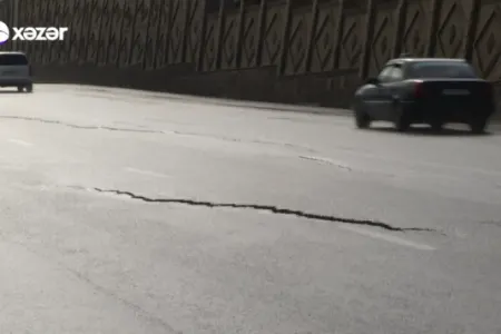 Bakıda təmir olunan yol yenə çökdü