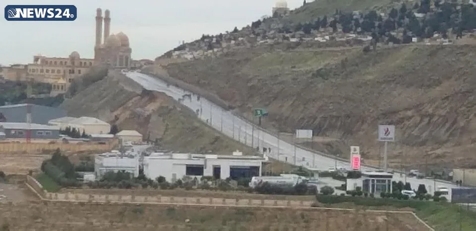 Bibiheybət yolunun sürüşmədən sonrakı son vəziyyəti - FOTOLAR