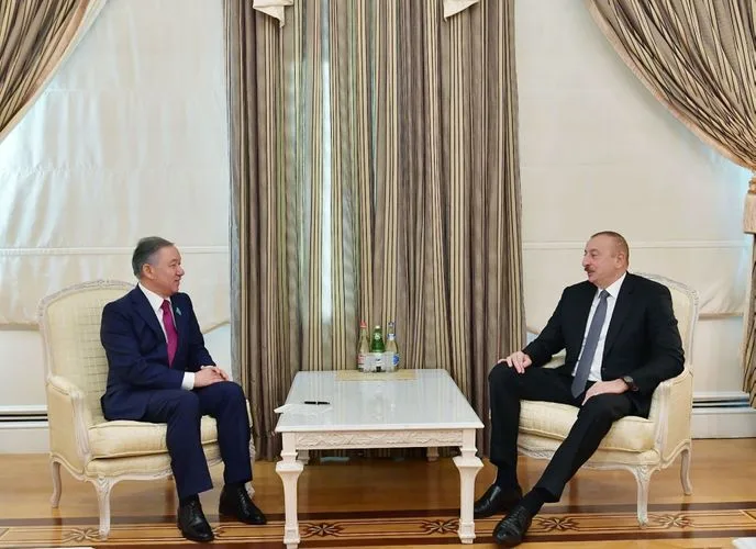 Prezident İlham Əliyev Qazaxıstan Parlamenti Məclisinin Sədrini qəbul edib - FOTO