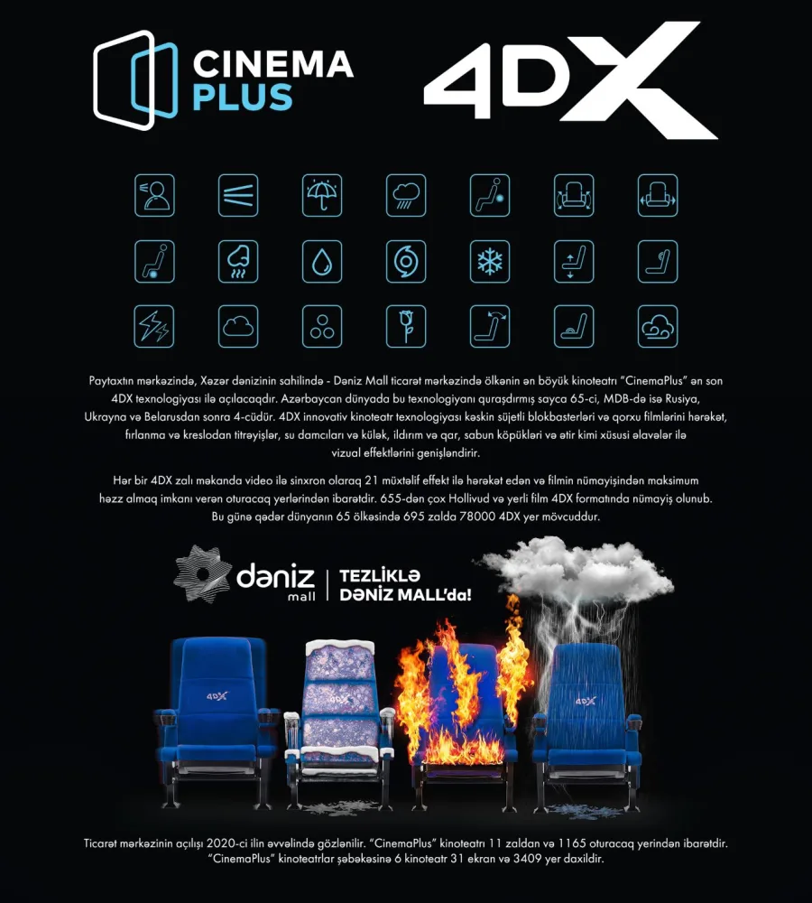 Zaur Darabzadə: “Dəniz Mall” ticarət mərkəzində - “CinemaPlus” kinoteatrında 4DX texnologiyası olacaq"