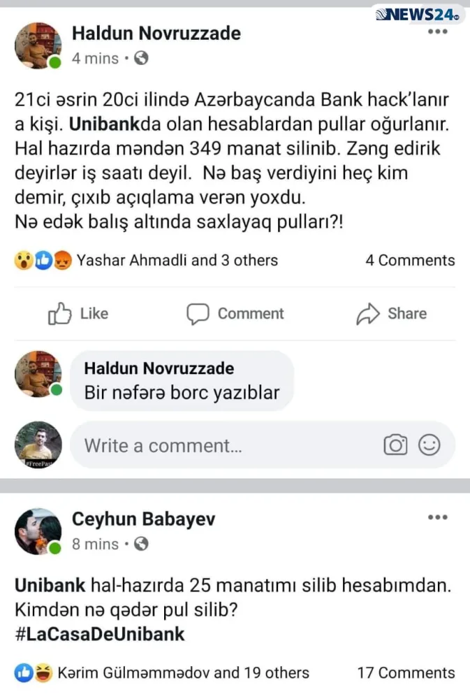 "Unibank" fırıldaqçılıqda ittiham olunub - hesablardan pullar silinir