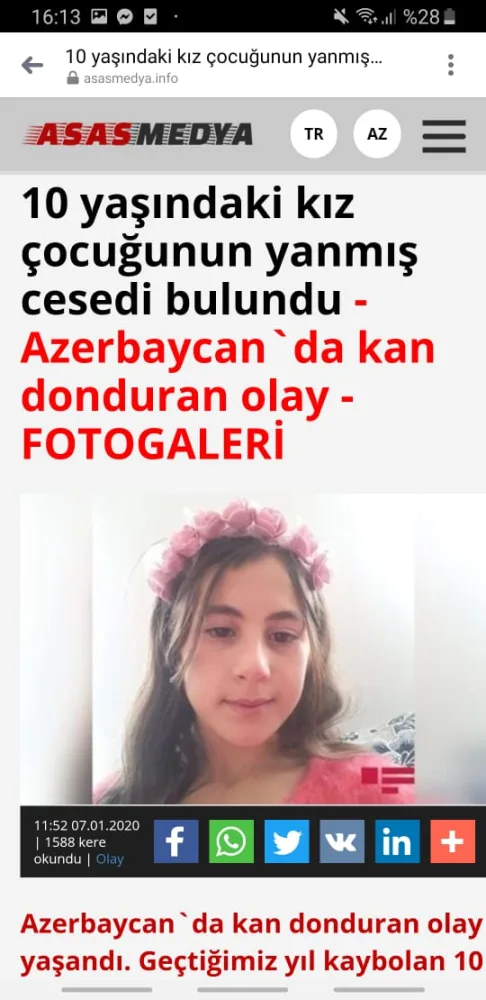 Nərminin vəhşicəsinə öldürülməsi Türkiyə mediasında - -FOTOLAR