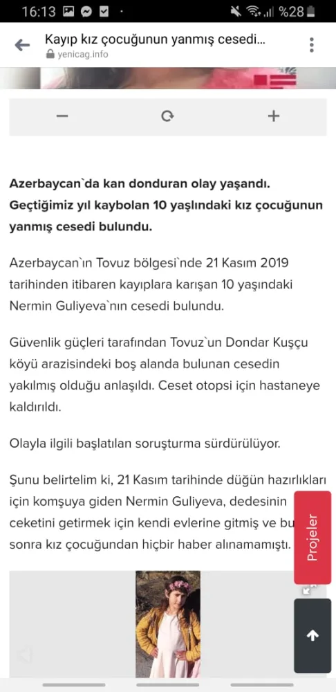 Nərminin vəhşicəsinə öldürülməsi Türkiyə mediasında - -FOTOLAR