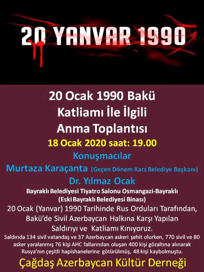 Çağdaş Azərbaycan Kültür Dərnəyi 20 Yanvar faciəsininin ildönümünü yad edəcək