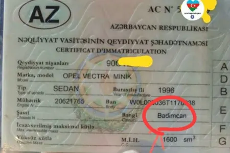 Azərbaycanda maşınların “texpasport”una “badımcan” yazdılar - FOTO