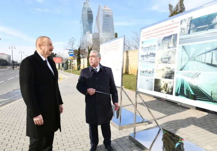 Prezident yeraltı piyada keçidinin açılışında - FOTOLAR