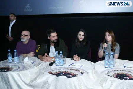 "Ağır romantik" filminin aktyorları Bakıda izdihamla - QARŞILANDILAR - VİDEO