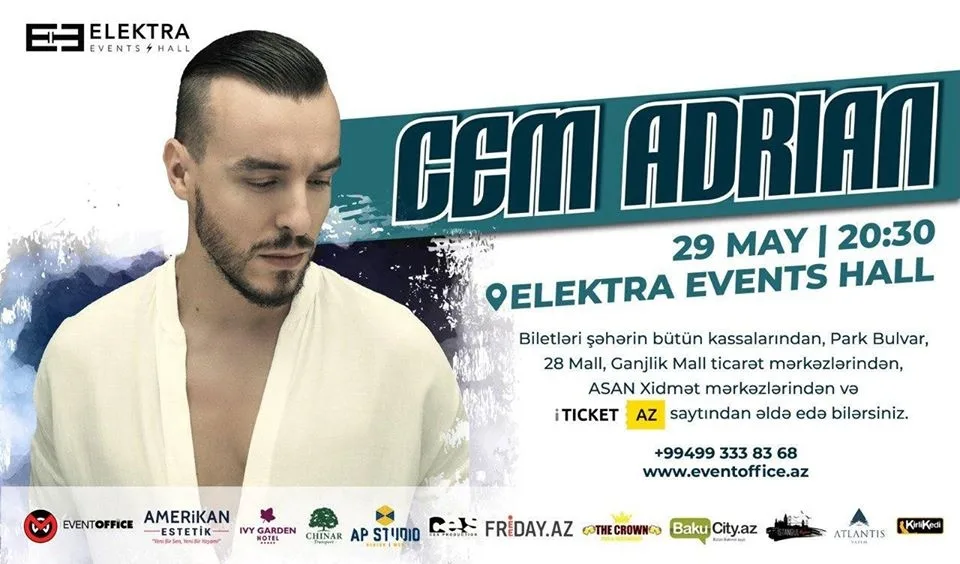 Cem Adrianın Bakı konserti koronavirusa görə - TƏXİRƏ SALINDI - FOTO